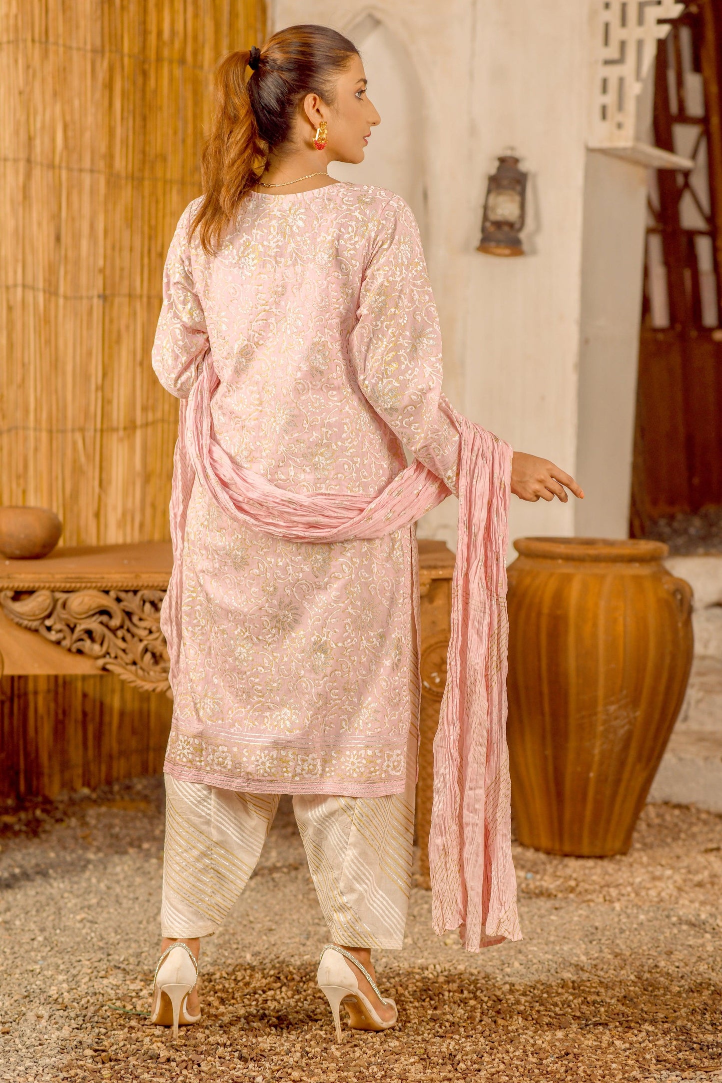 Alluring Sunflowers Block Printed with Luxury Gold Silver - Stitched Collection