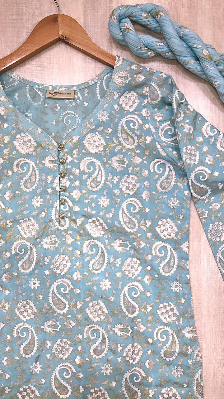 Treat yourself to luxury with our Gold & Silver Paisley Block Printed Collection - Stitched Collection