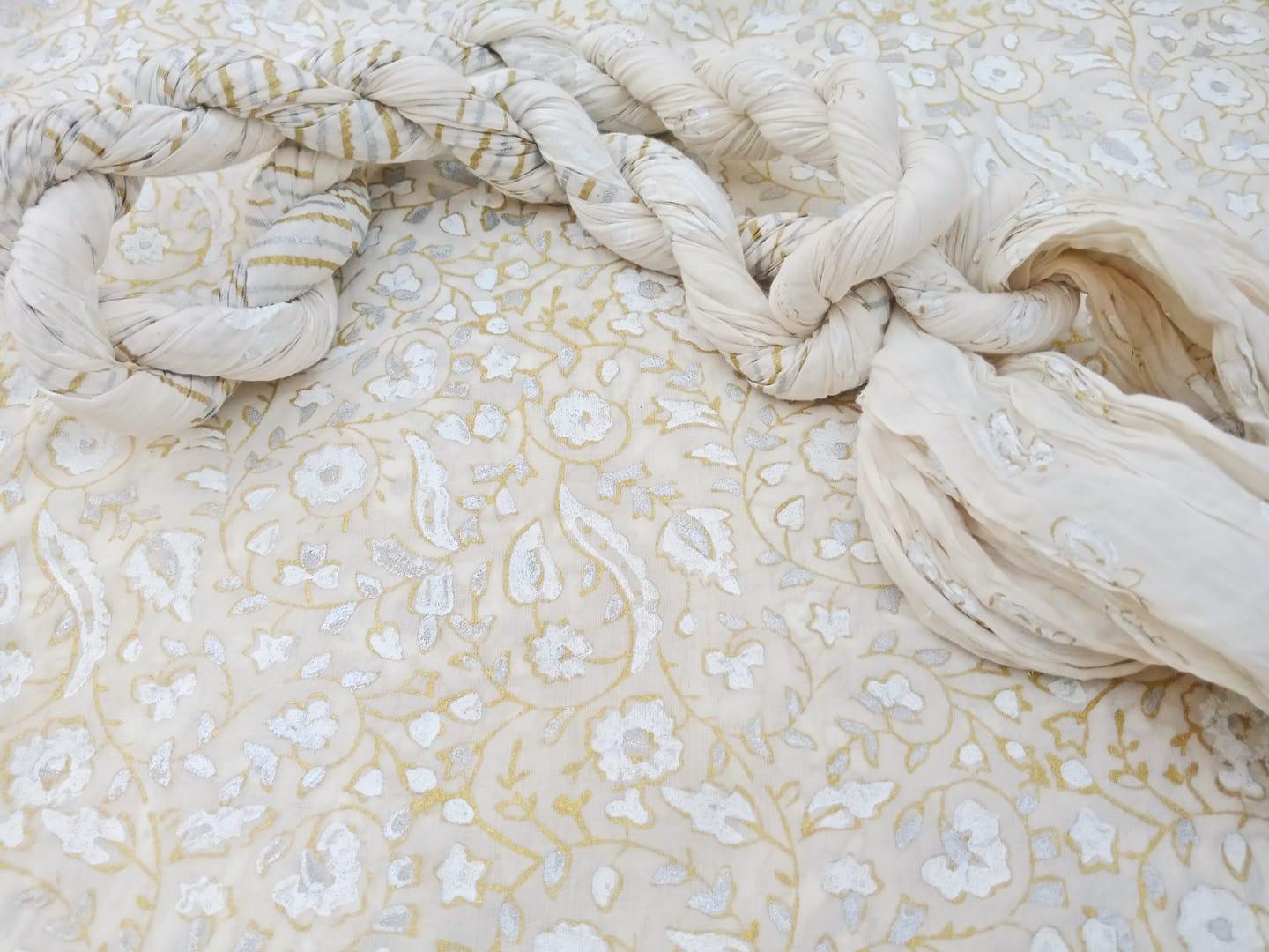 Gold silver block printed Unstitched Collection