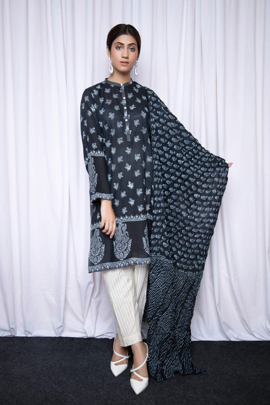 Jade Noir with Floral Kiss - Stitched Collection
