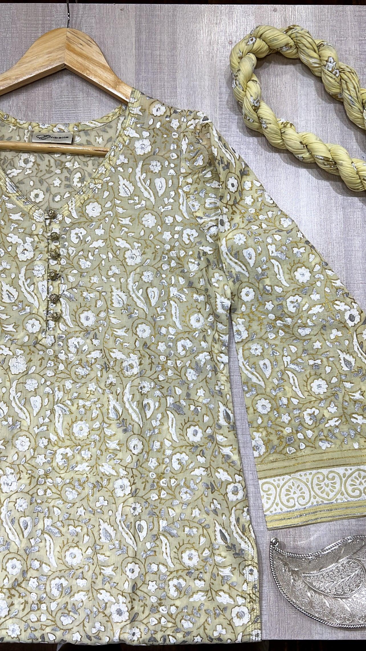 Gold Silver Block Printed Stitched Collection