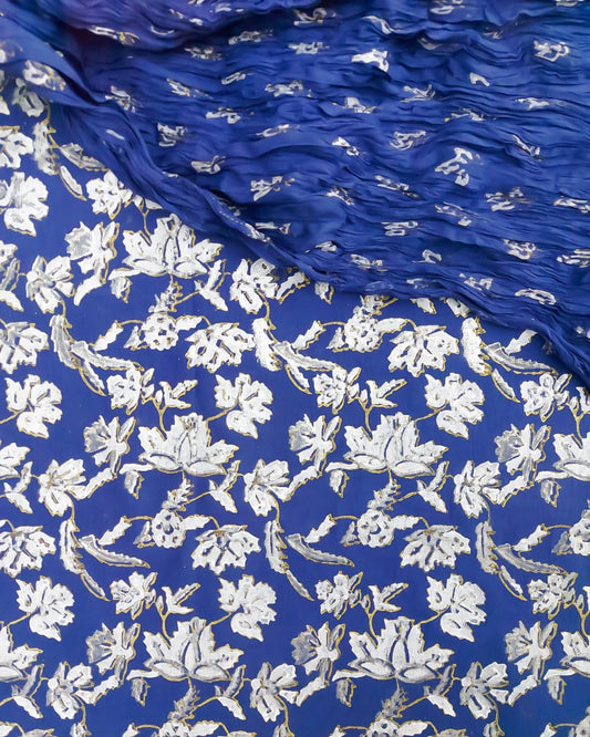 A stylish statement-maker! Create a chic and graceful look with our Gold Silver Block Printed Unstitched Collection.
