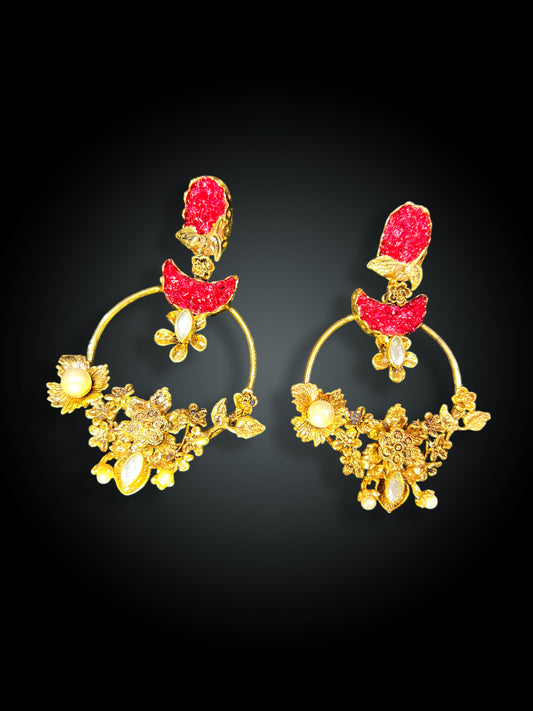 Artisan Gold Flower Earrings