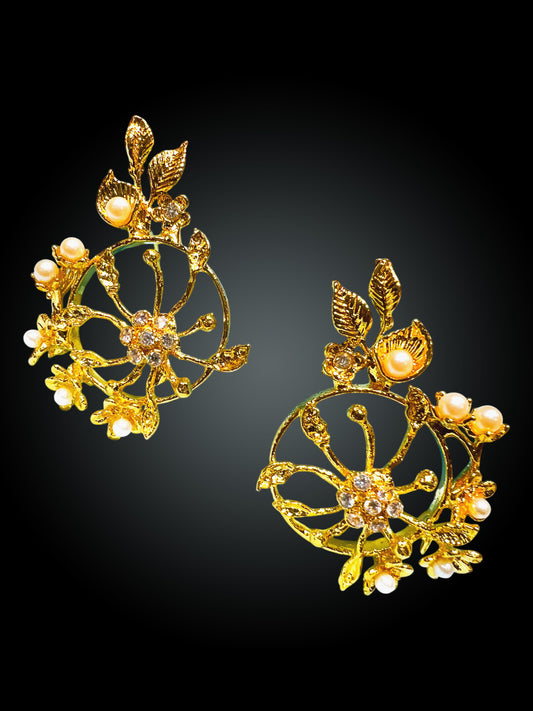 Delicate Gold Filigree & Pearl Earrings