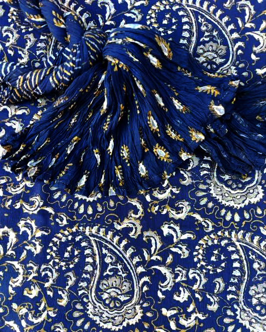 The hand block printing adds a unique touch, elevating your wardrobe to a new level - Unstitched Collection