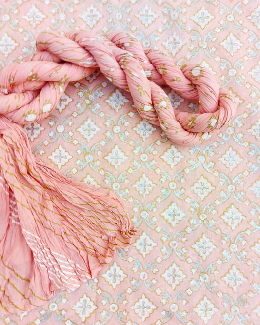Bask in the gentle elegance of our light peach lawn dream - Unstitched Collection