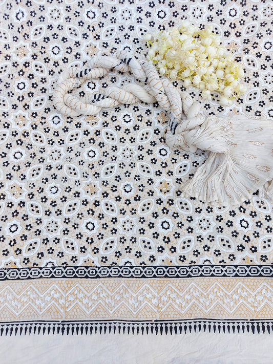Copper Black and White block printed Unstitched Collection